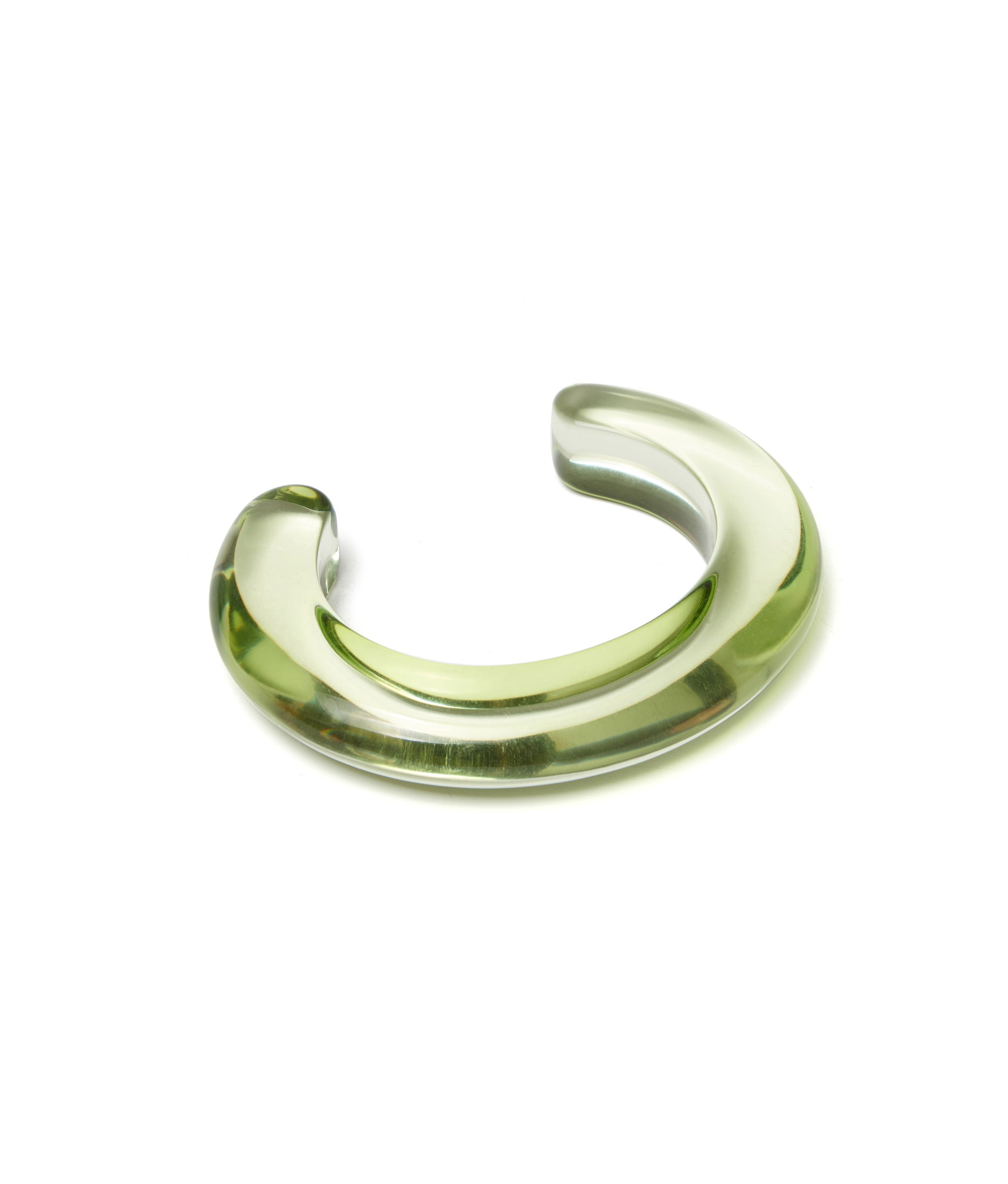 Ridge Cuff in Lime. Light lime-hued resin thin domed cuff bracelet.