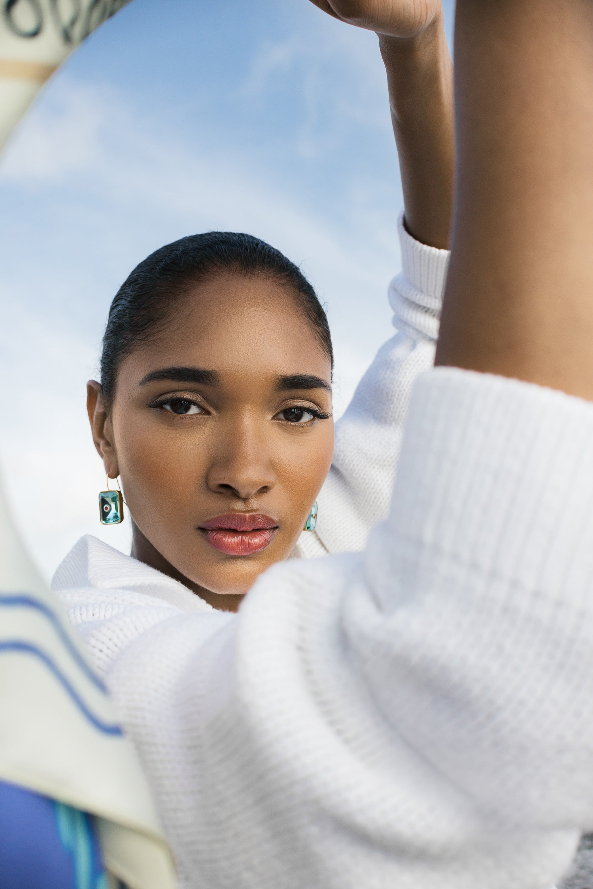 Tile Earrings In Aqua