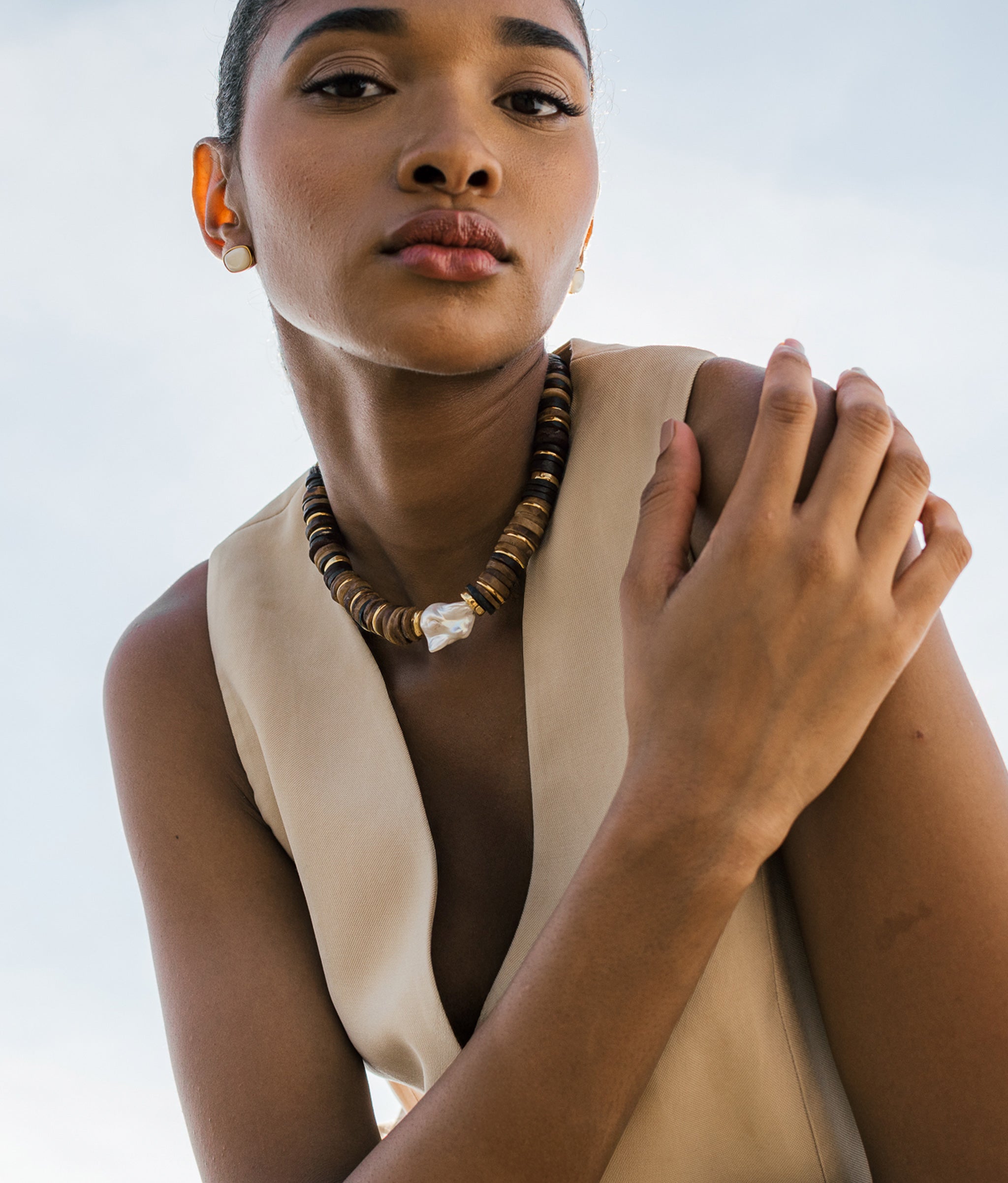 Bay Studs in Mother-of-Pearl