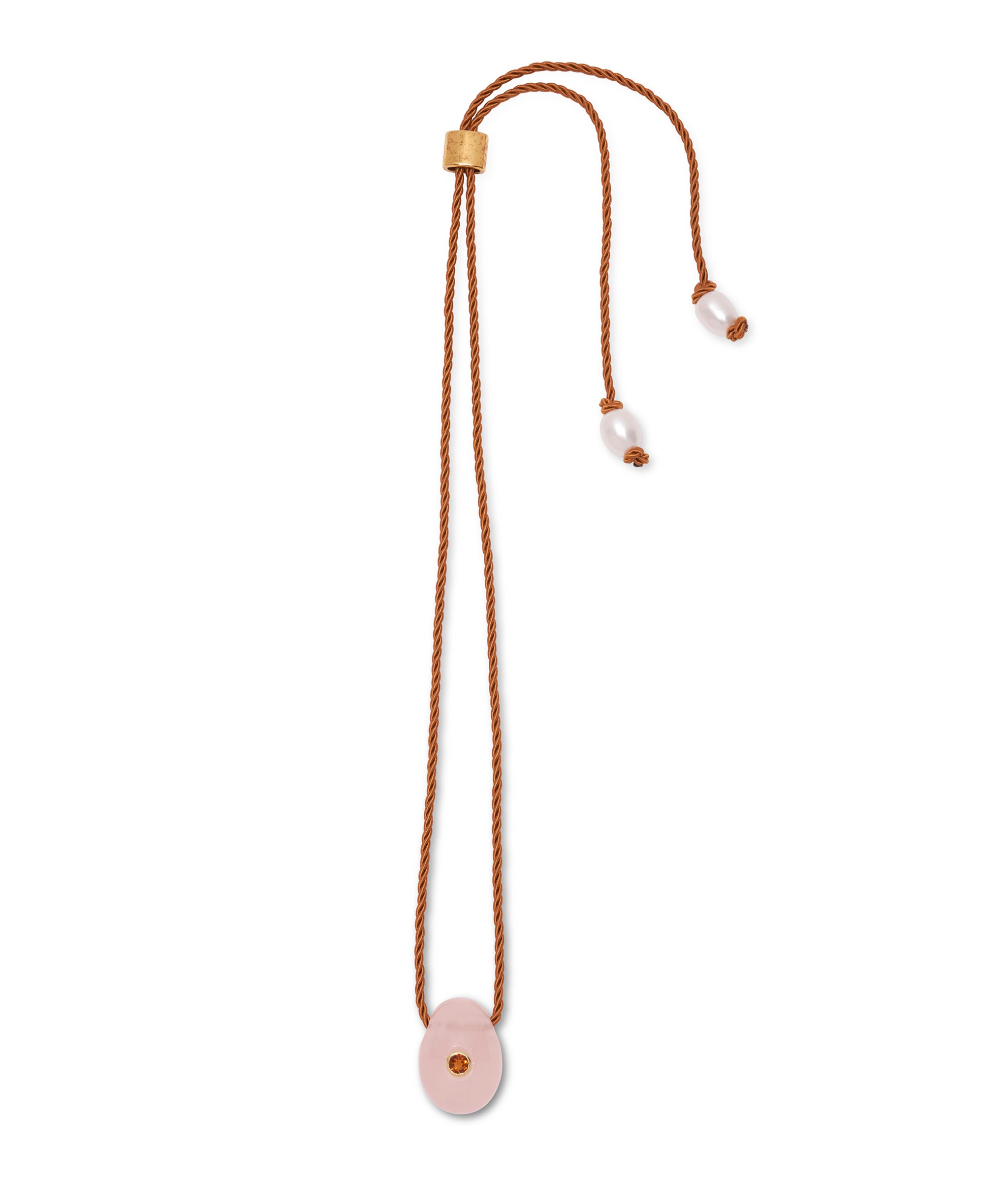 Constance Necklace in Rose with Tan Cord