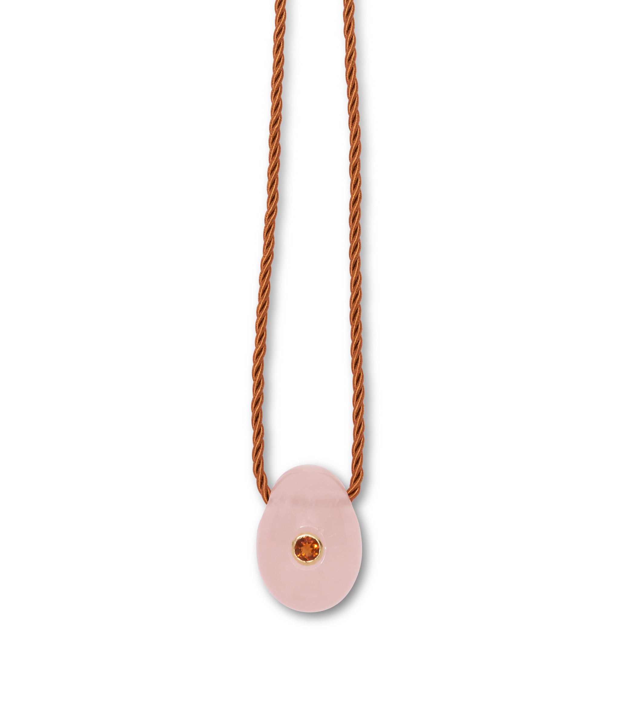 Constance Necklace in Rose with Tan Cord