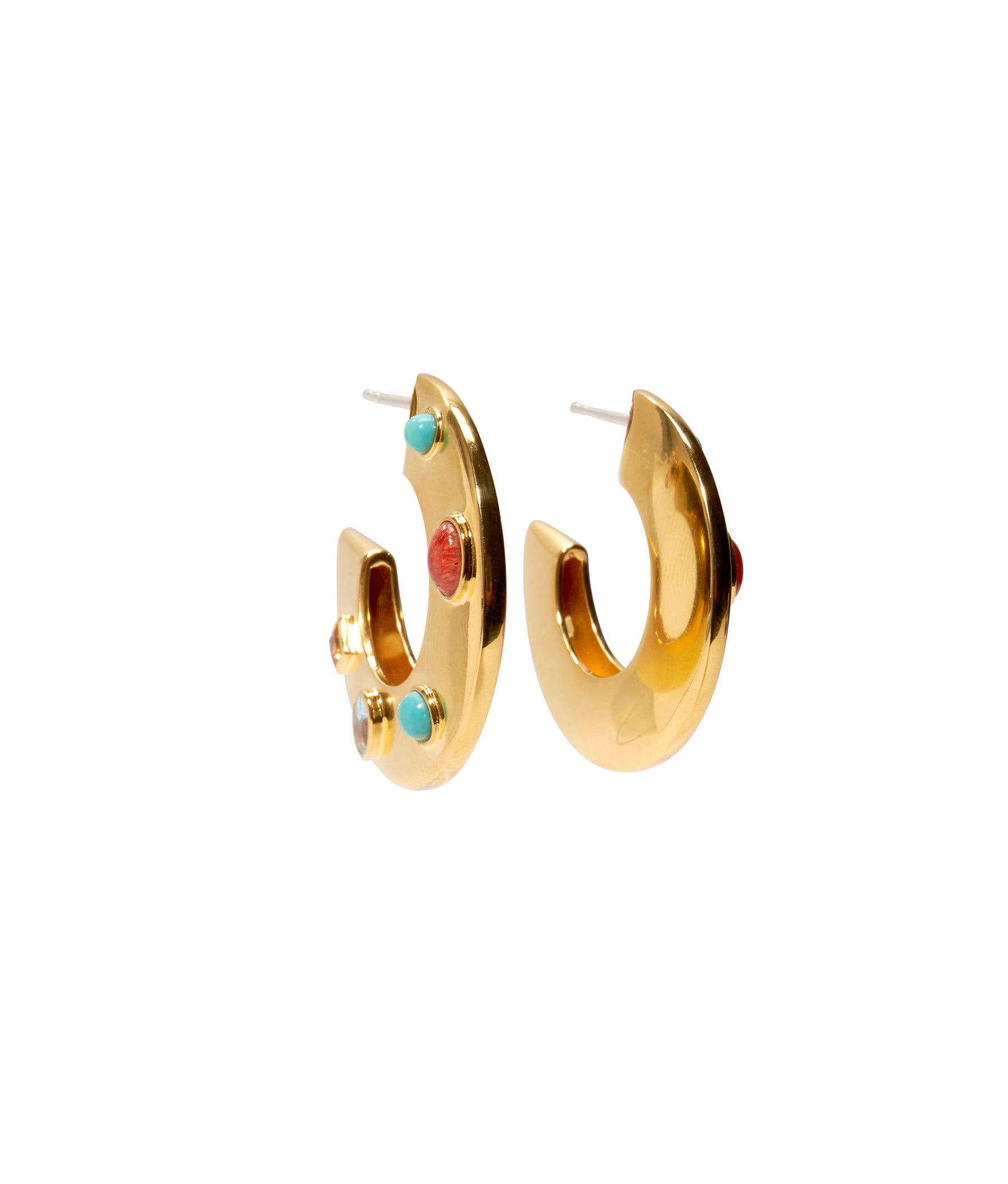 SAUCER HOOPS IN DOTTED PEARL