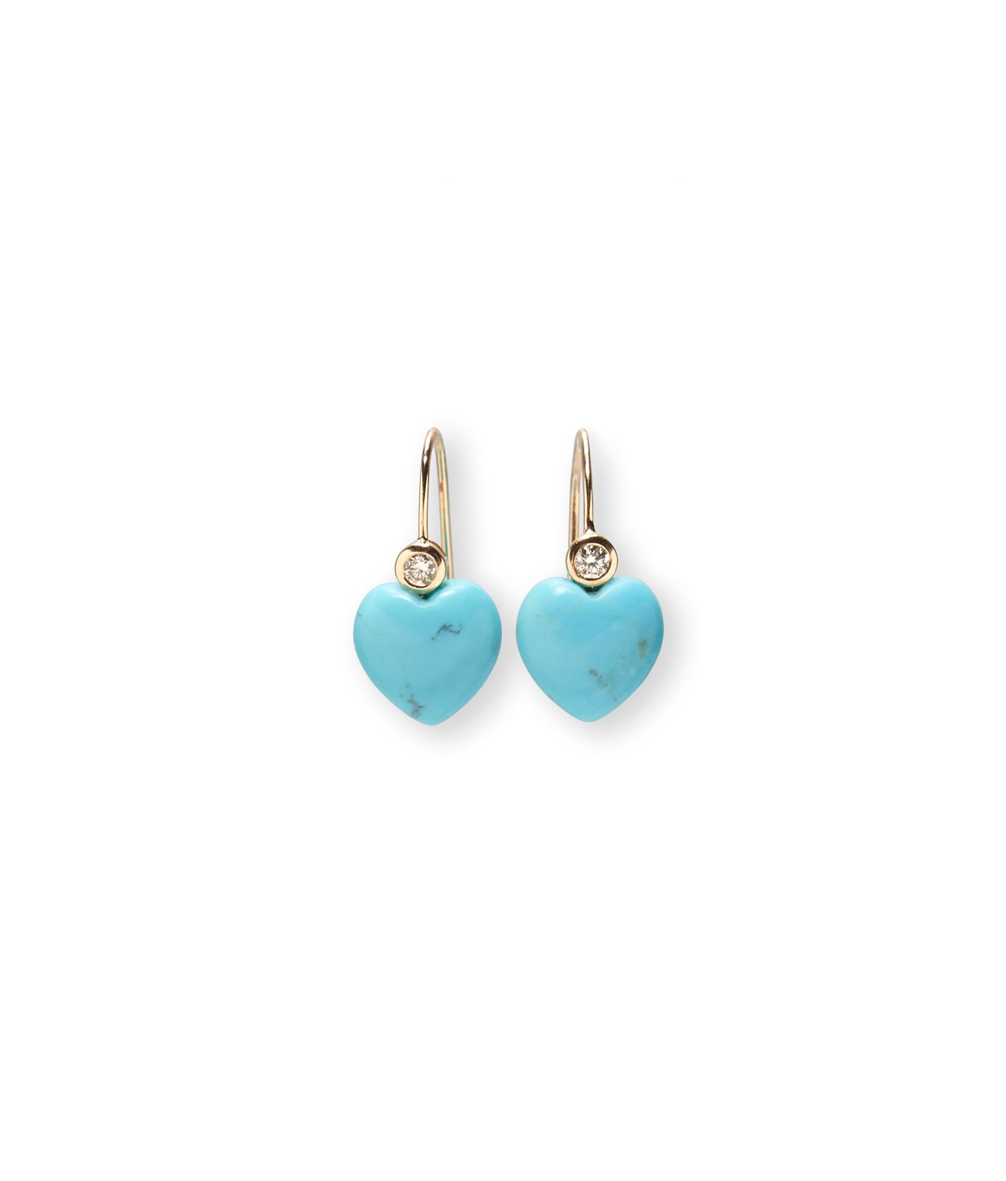 14k Gold Mini Amor Earrings in Diamond & Turquoise