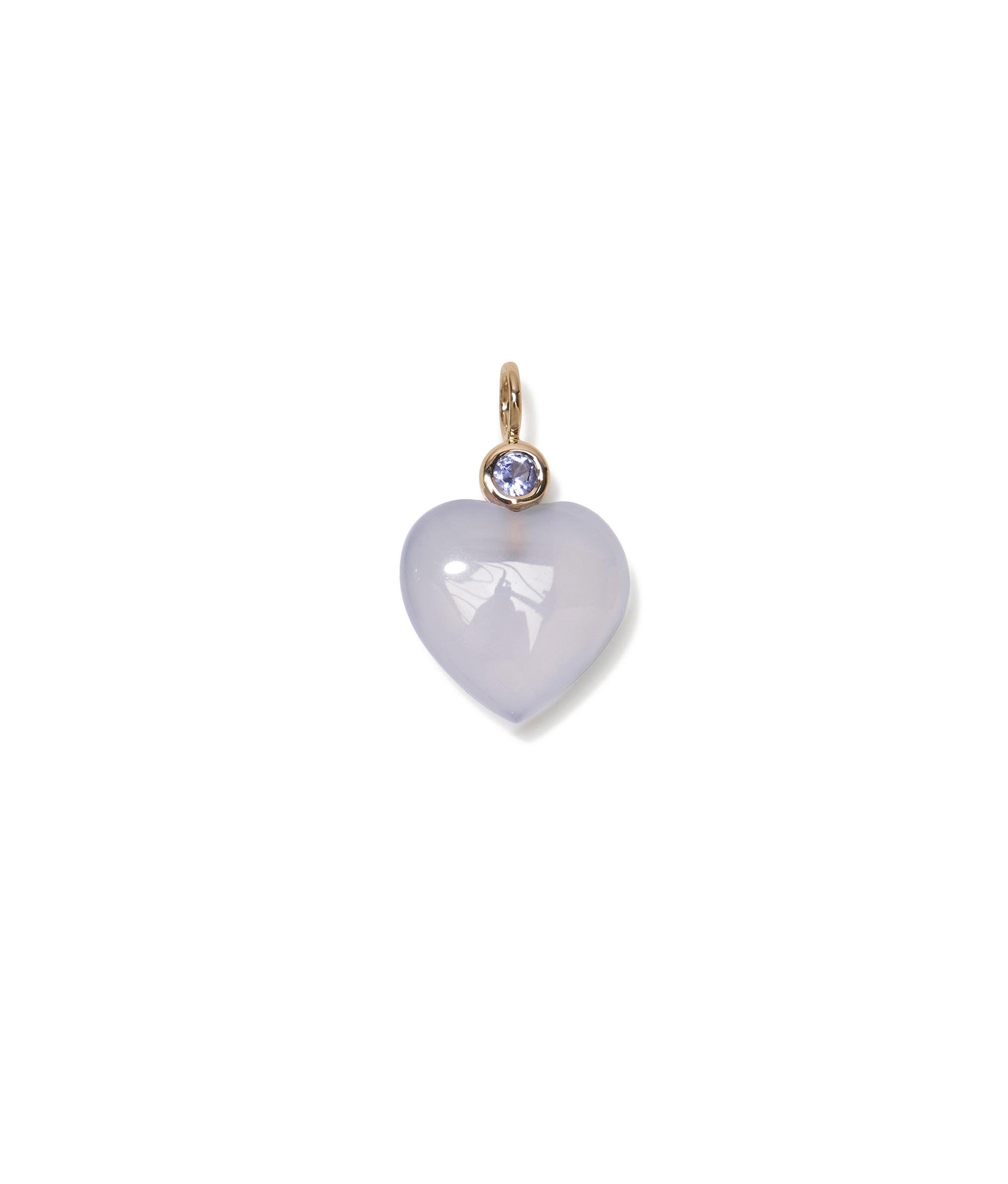 Blue Chalcedony Heart 14k Gold Necklace Charm