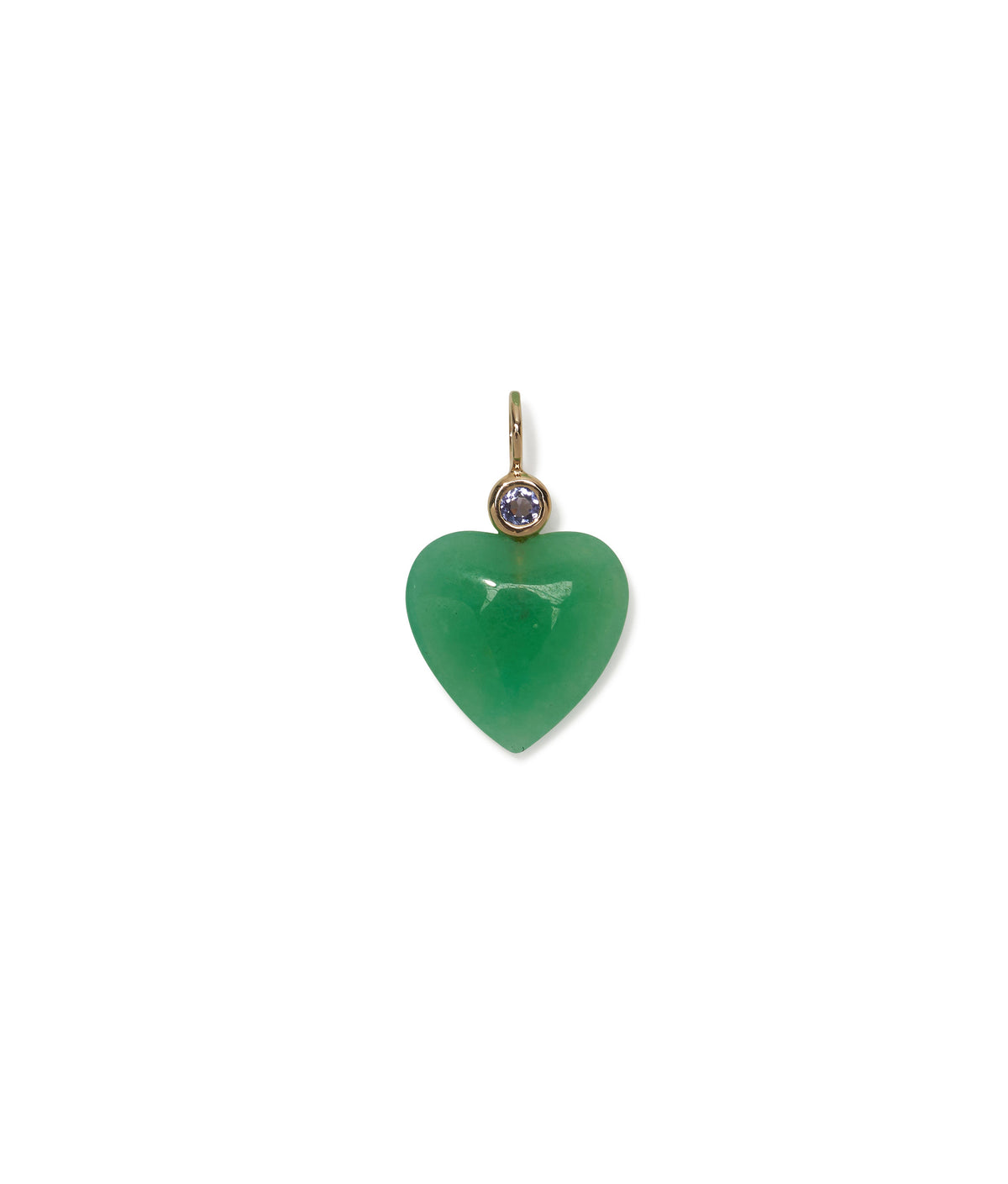 Green Quartz Heart 14K Charm
