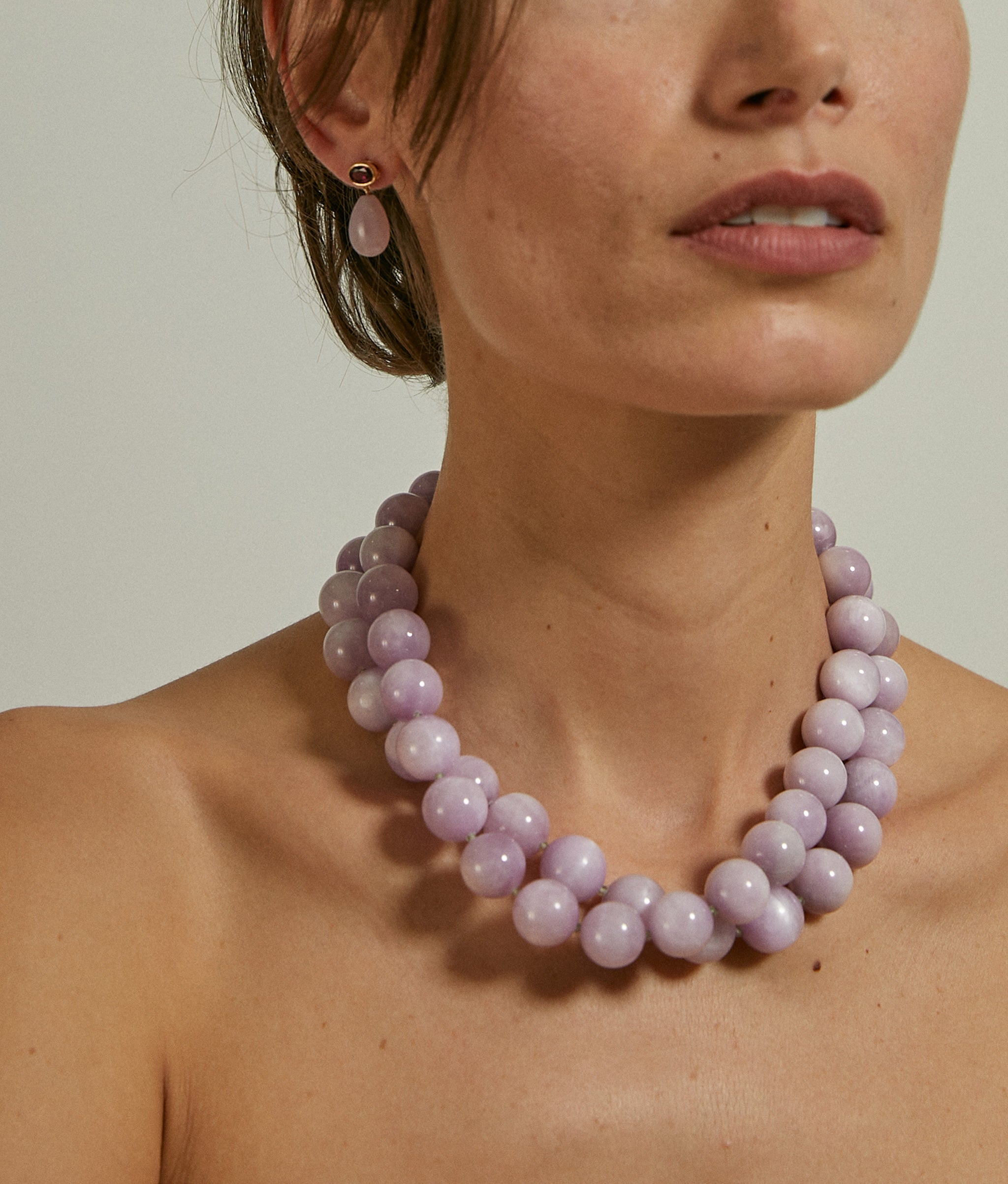 Kunzite, Green Sapphire & 14k Gold Necklace