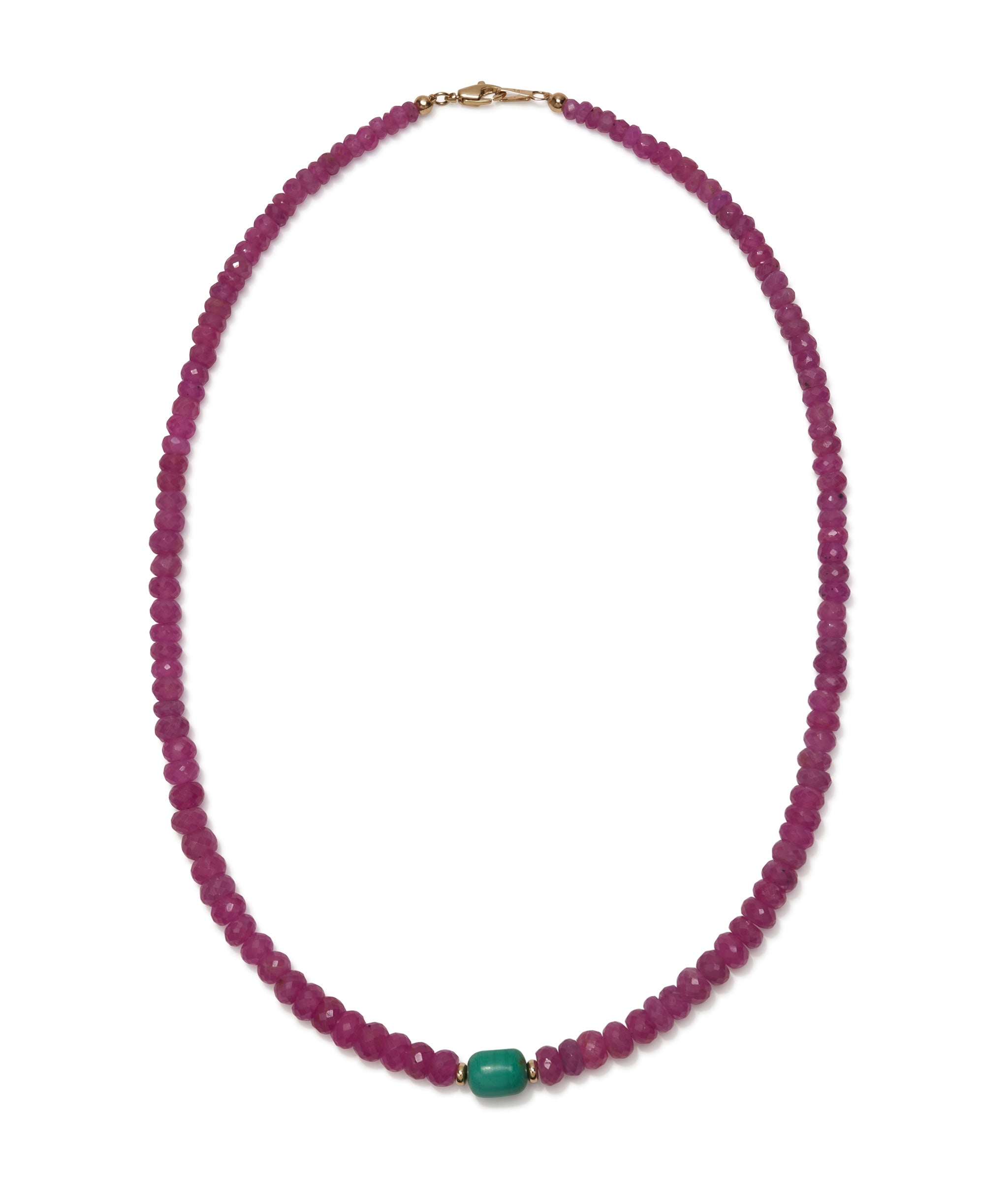 Pink Sapphire, Turquoise & 14k Gold Necklace