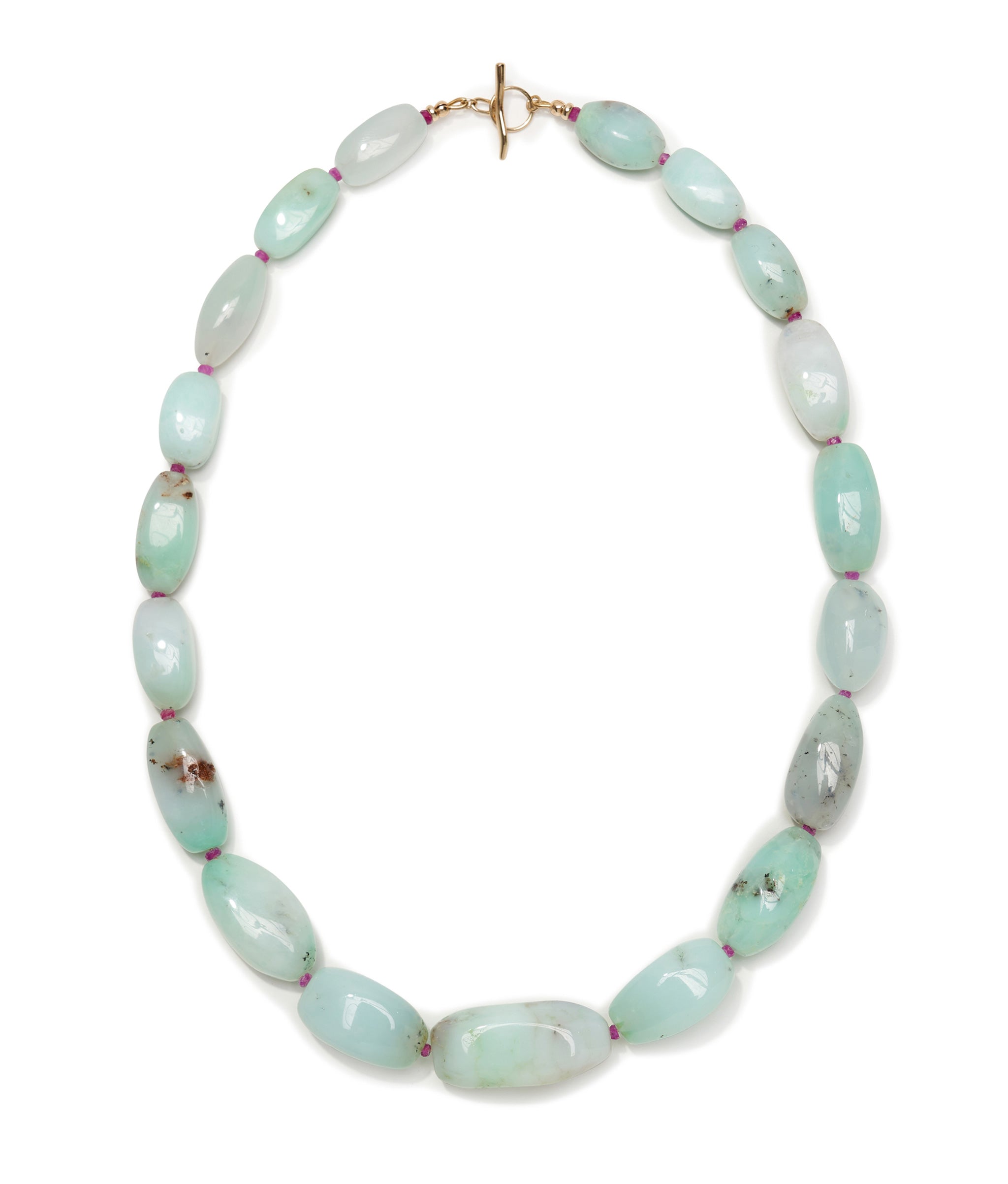 Chrysoprase, Pink Sapphire & 14k Gold Necklace