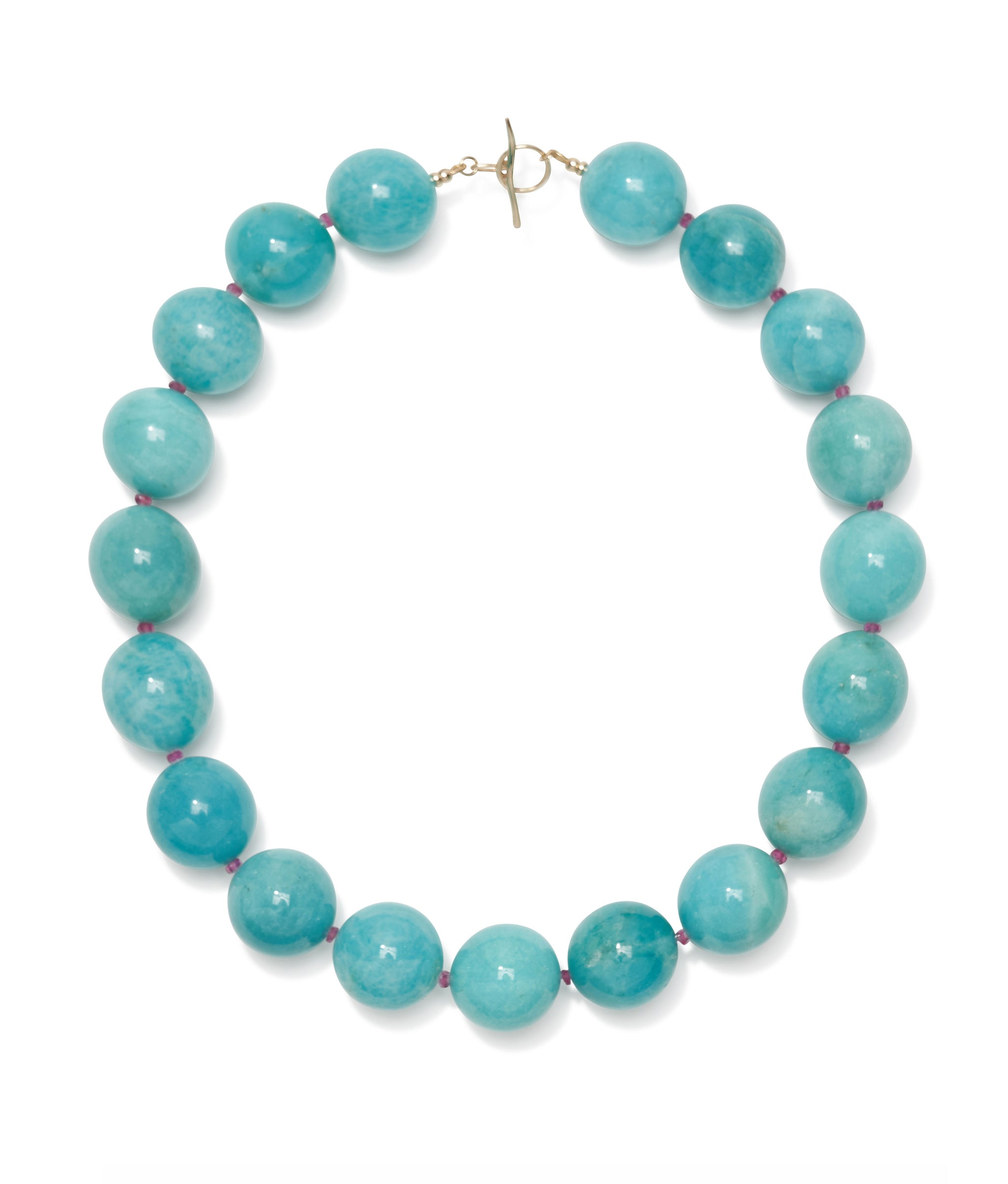 Amazonite, Ruby & 14k Gold Necklace