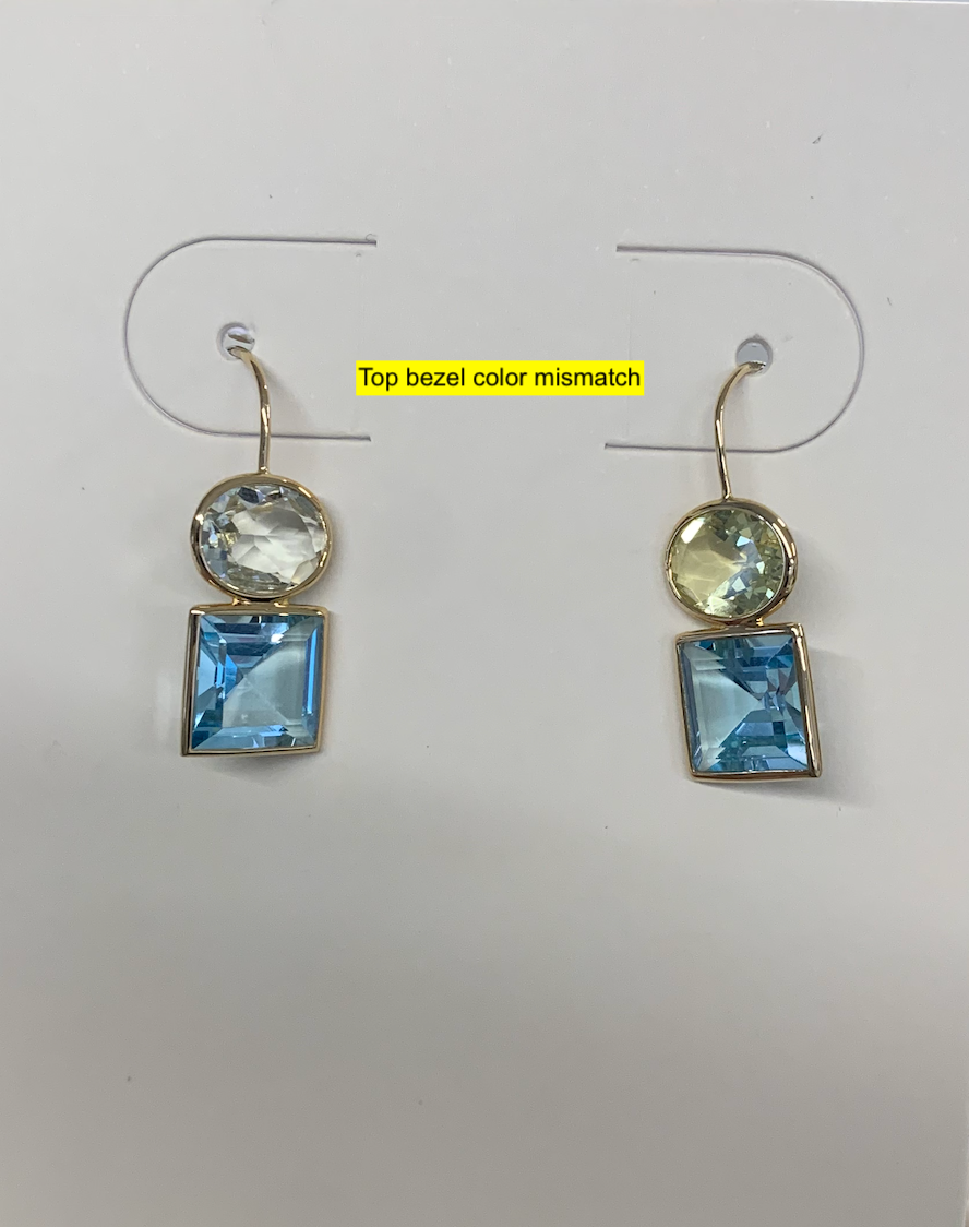 Duo Earrings in Lemon Quartz & Sky Blue Topaz