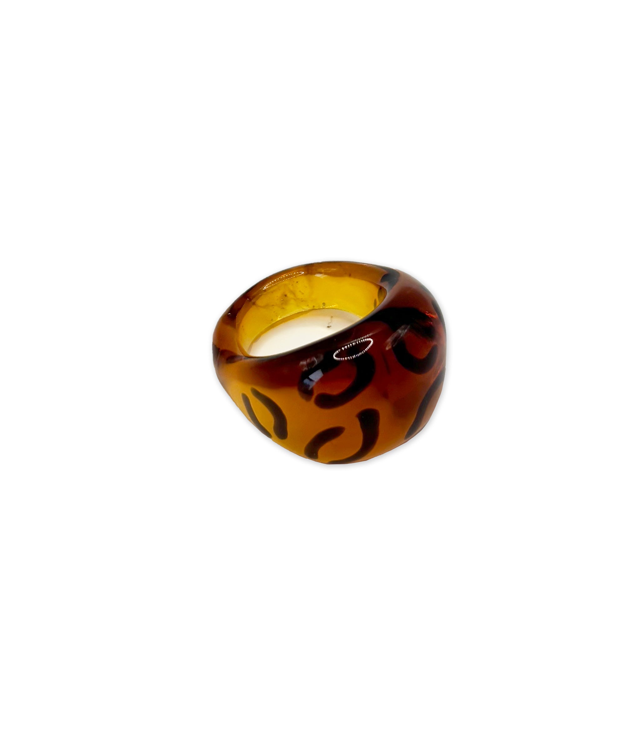 Glass Ring in Leopard (Size 6)