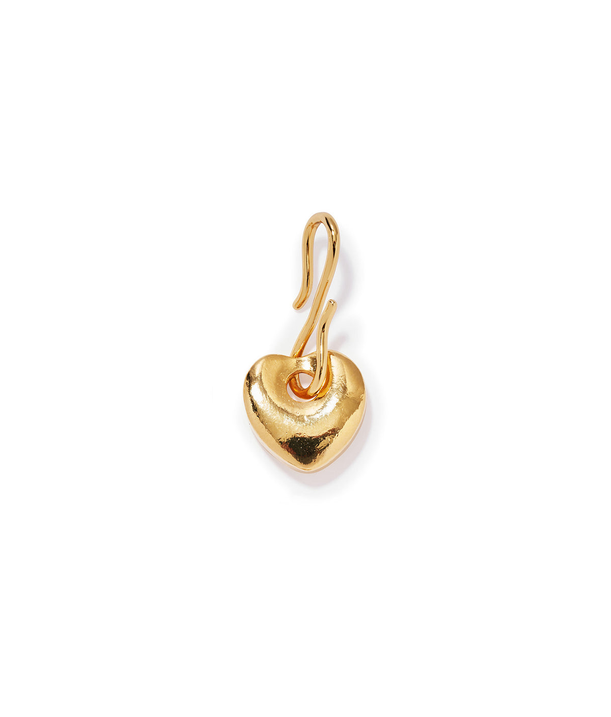Golden Love Charm. Puffy heart charm in gold-plated brass and resin with gold S-hook.