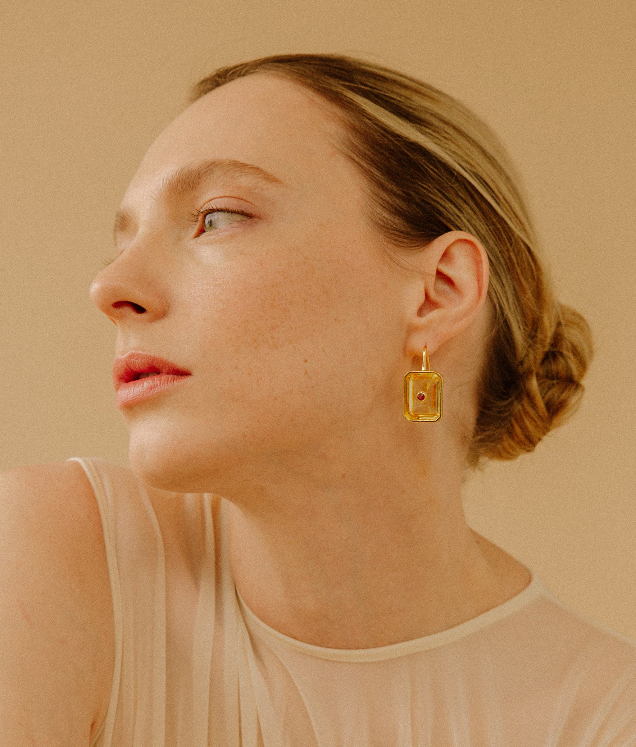Tile Earrings in Citrine