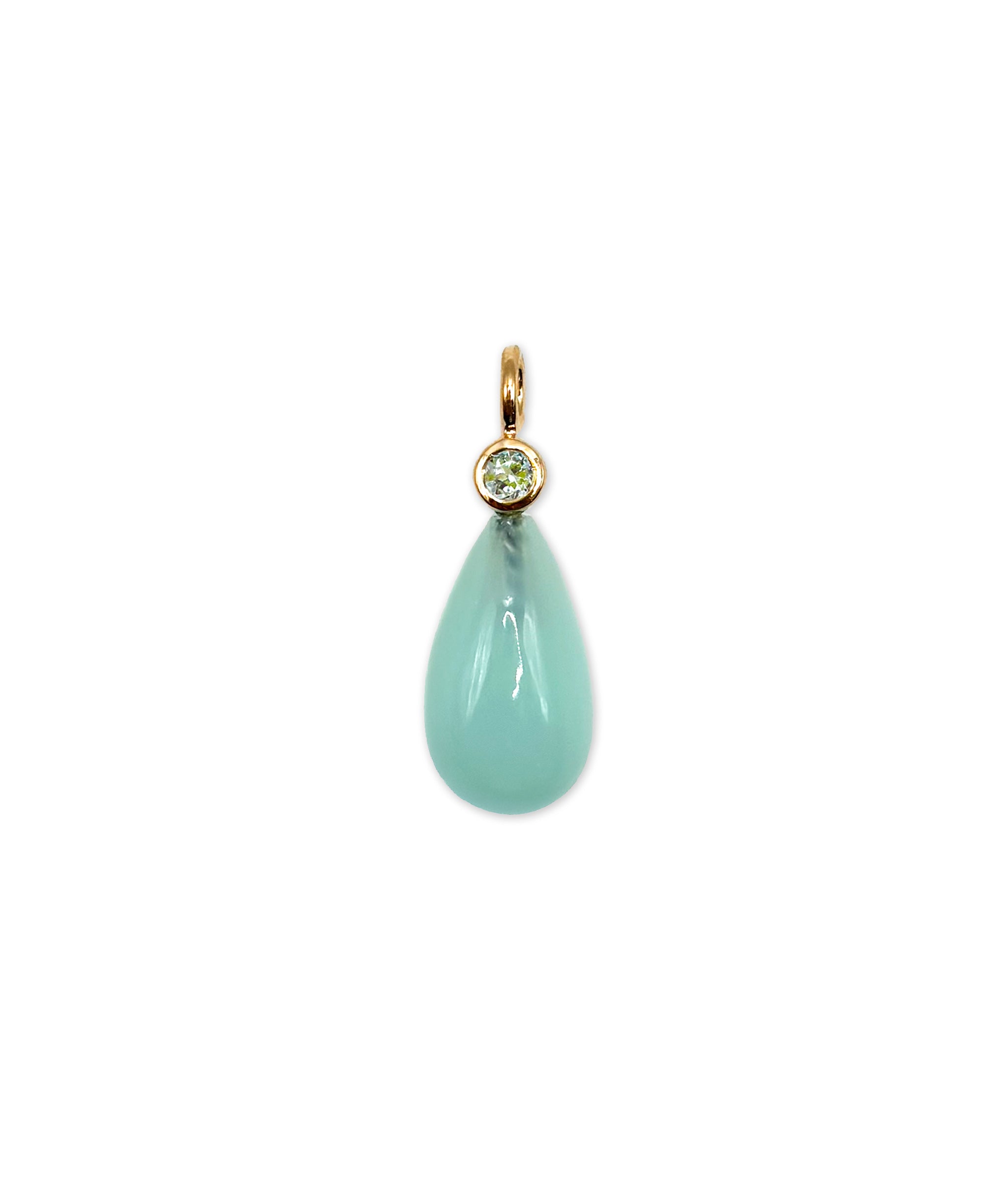 One-of-a-Kind Chrysoprase 14k Gold Necklace Charm