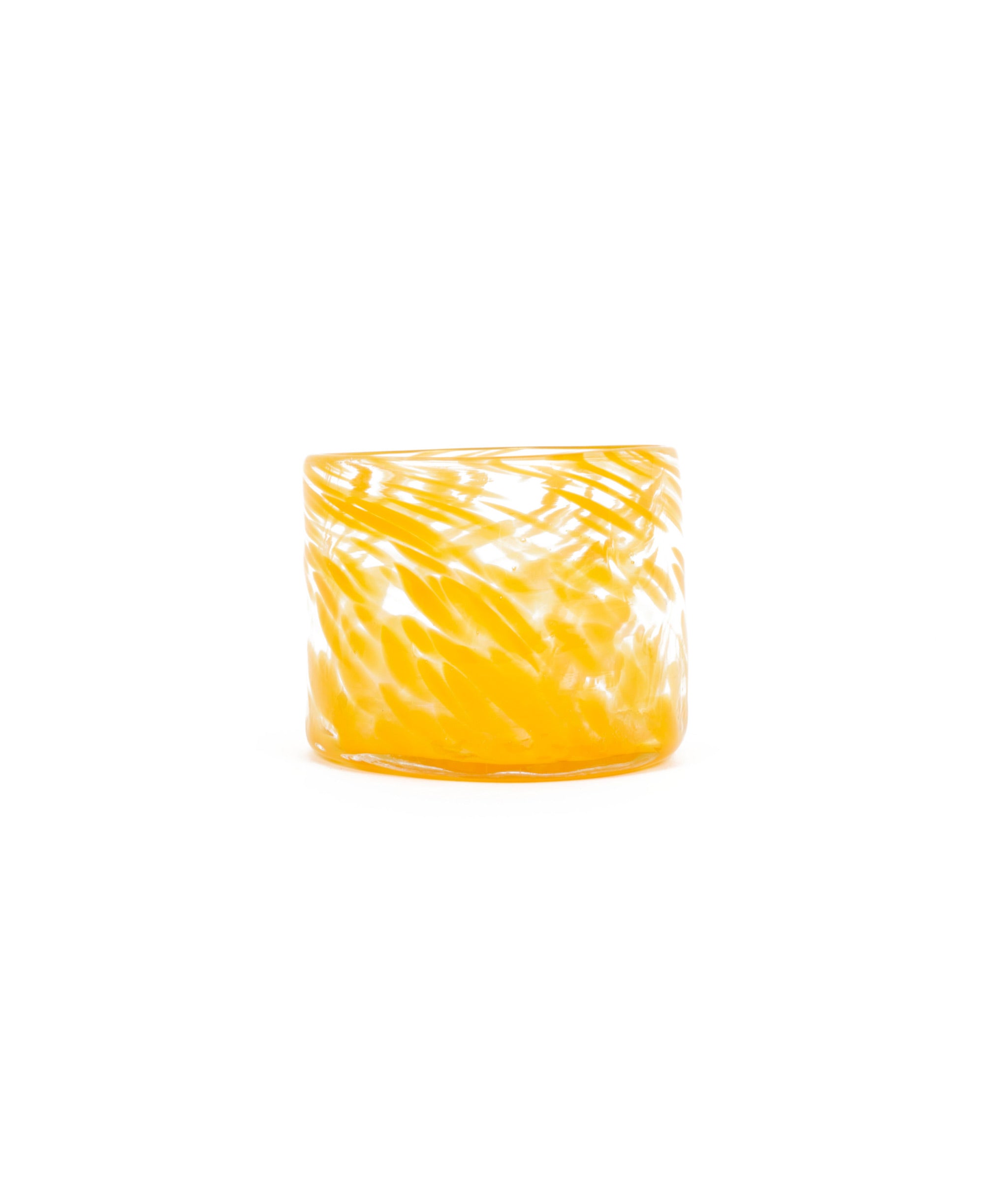 Vaso Chico in Saffron. Short cup made of handblown yellow glass.