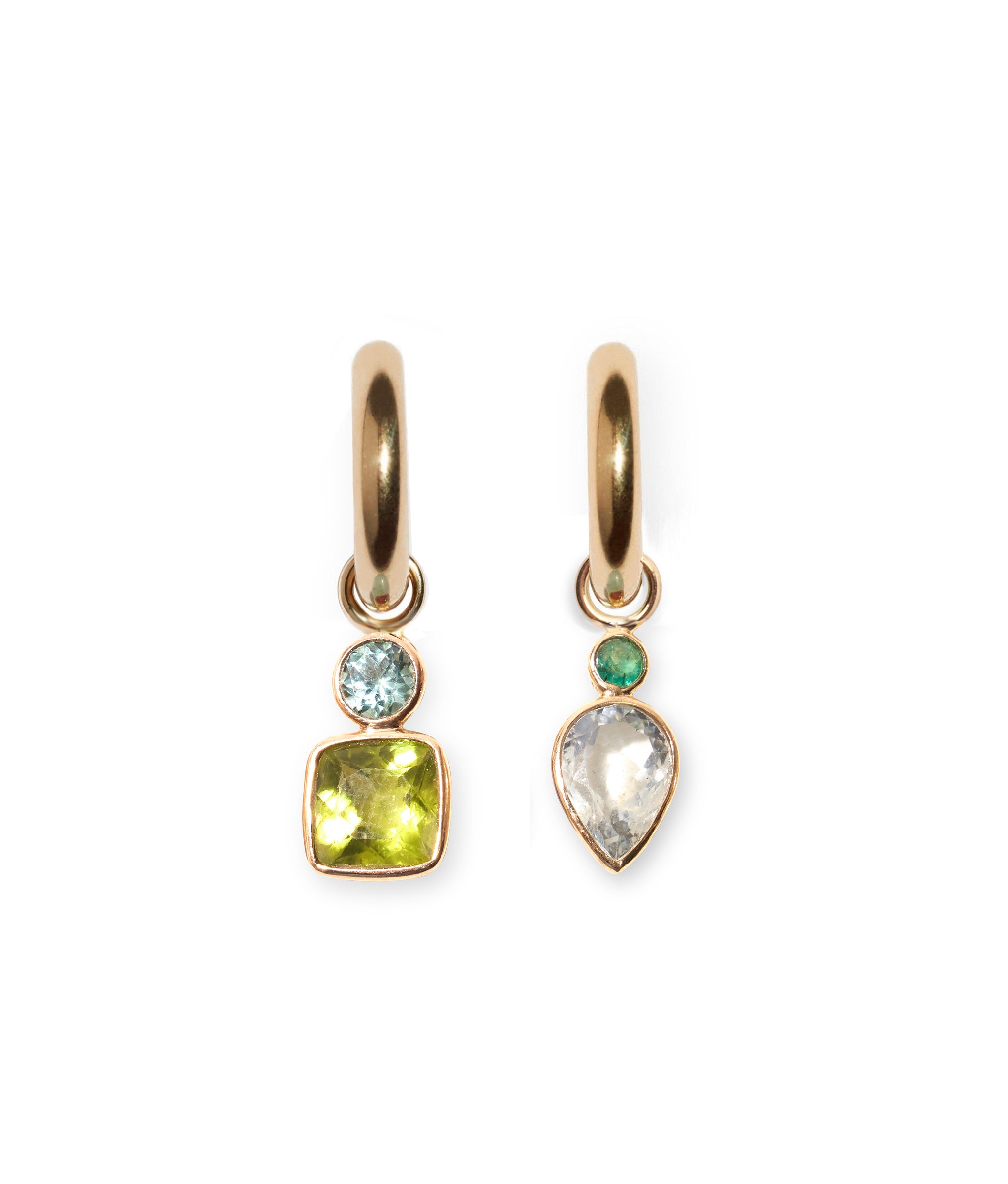 Tourmaline & Peridot 14k Gold Earring Charm