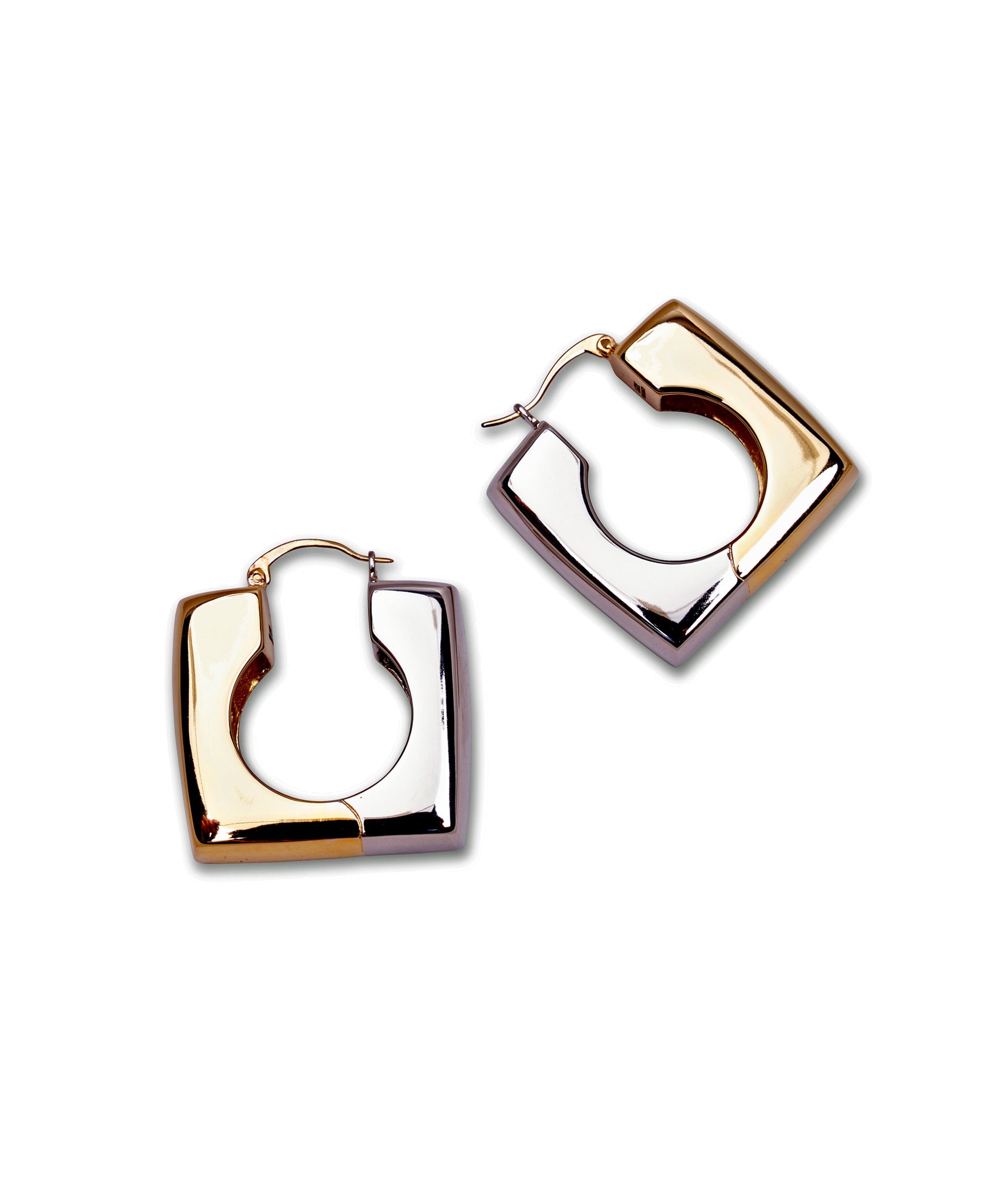 Trapeze Hoops in Mixed Metal