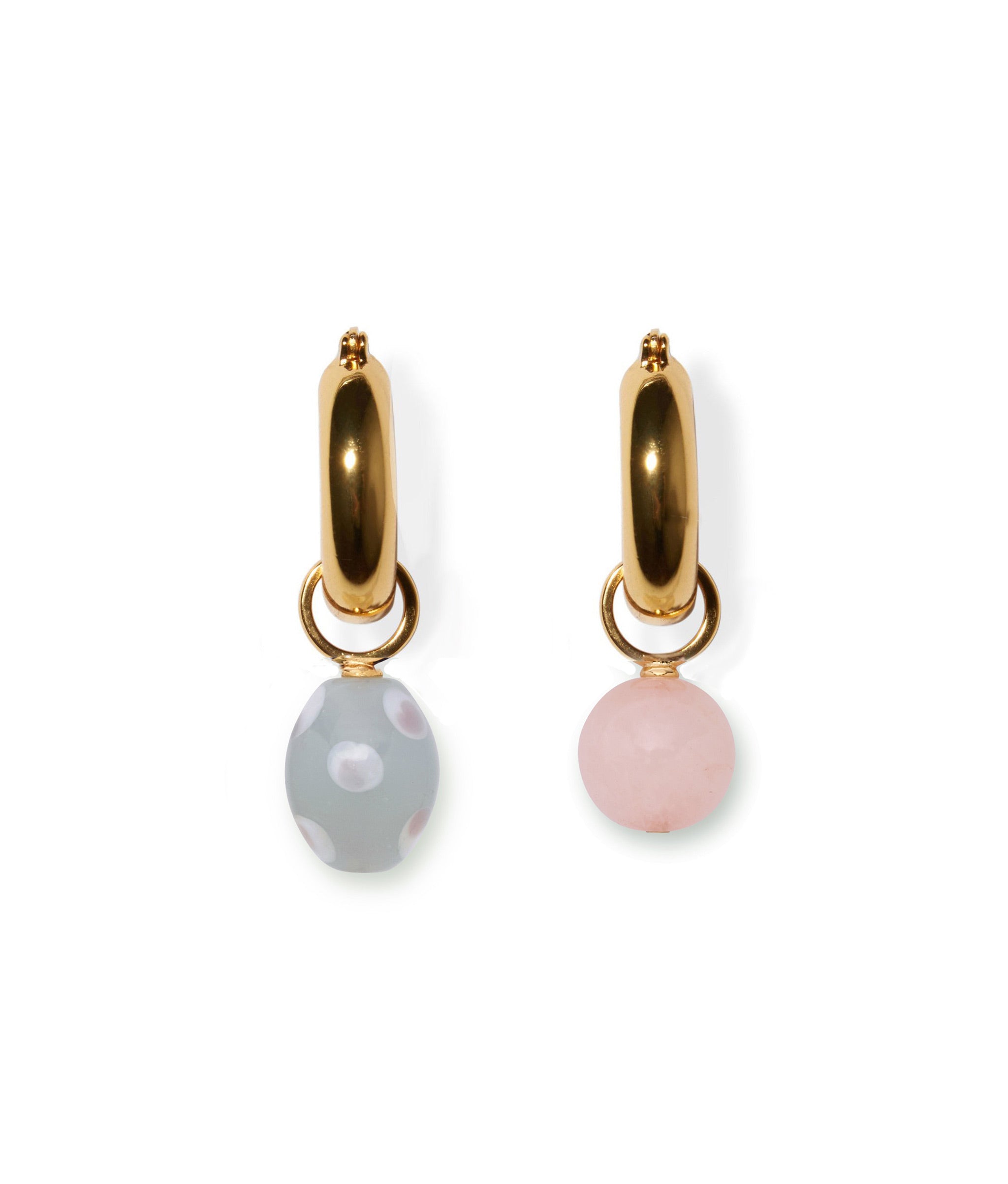 Gold Mood Hoops with Ceres Charm and Europa Charm, attached.
