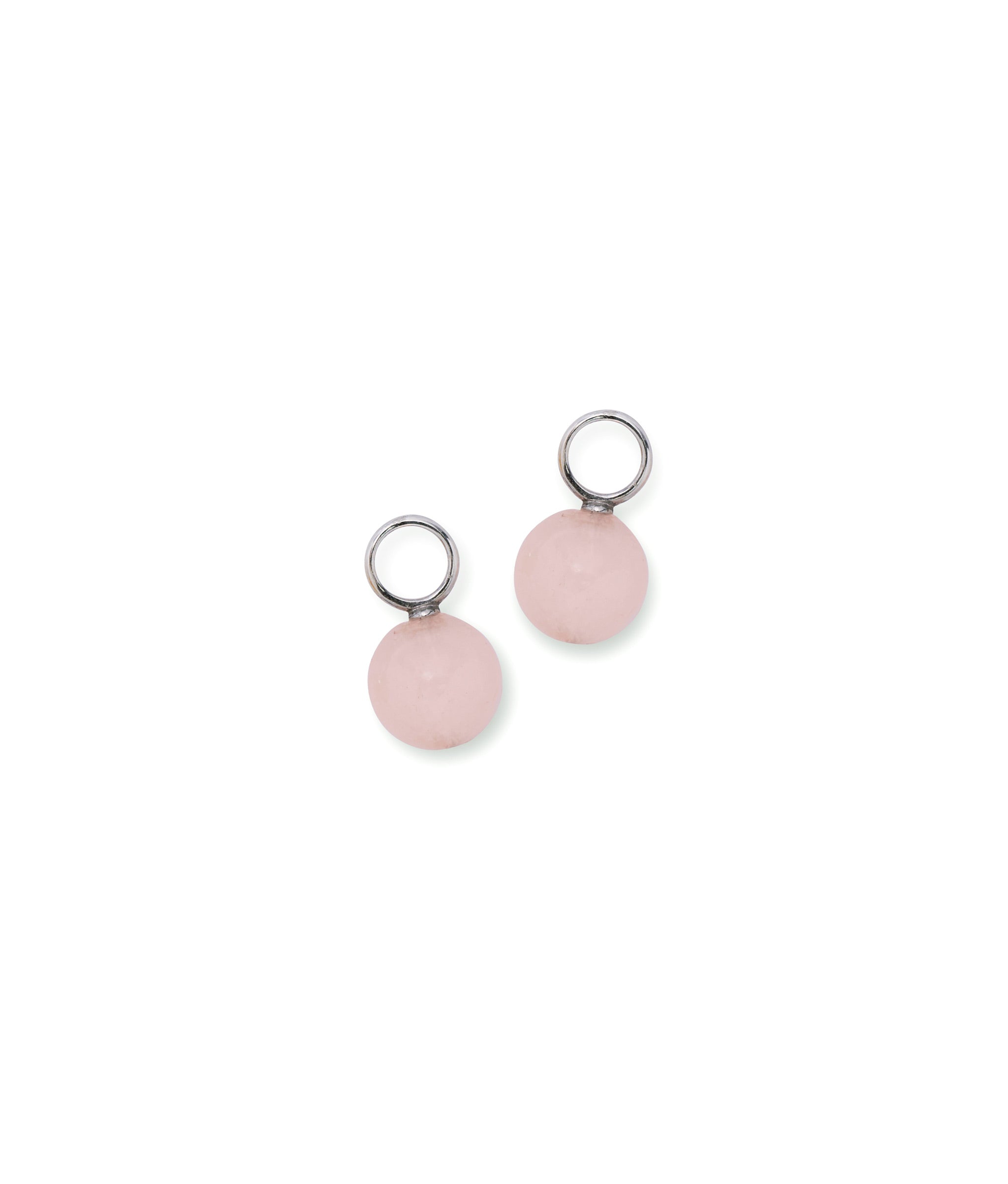 Ceres Charm in Silver. Two charms with round pink jade and rhodium-plated brass ring.